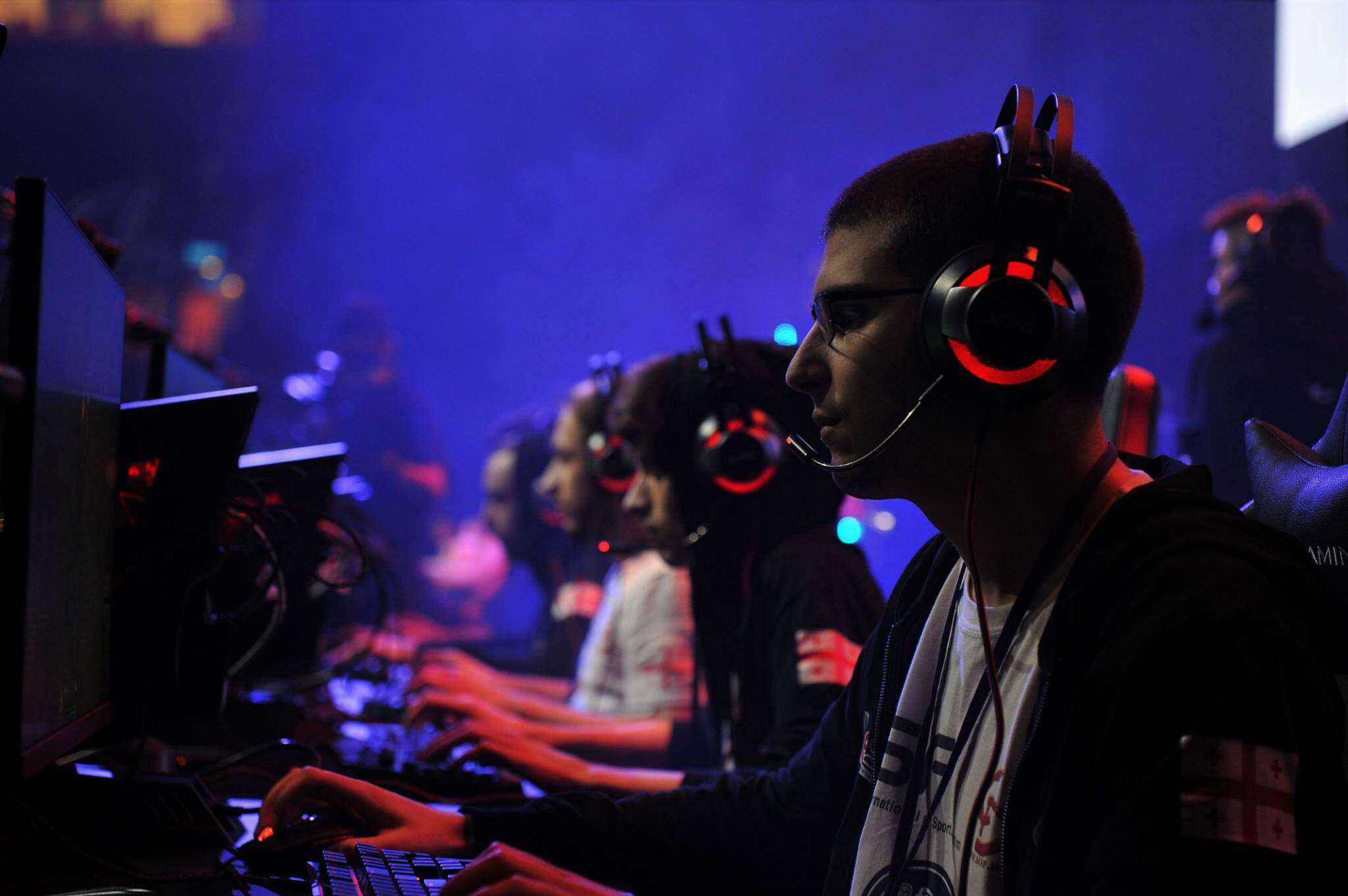 People on a stage for an esport event